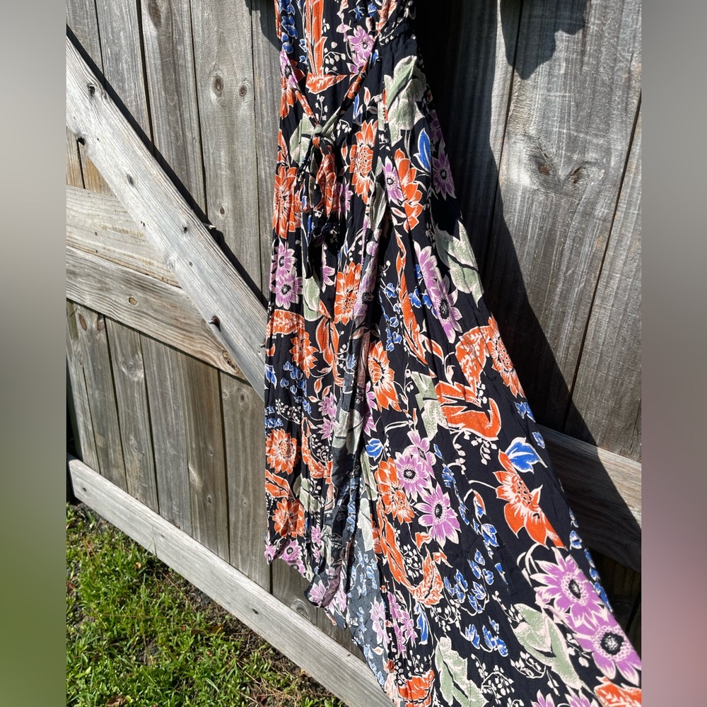 Myleene Klass Floral Black and Orange Wrap Dress Size 4 / 36 - Picture 3 of 11